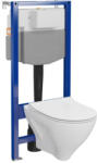 Cersanit Mille ívelt fali WC csésze duroplast WC ülőkével, falsík alatti tartállyal és szerelő kerettel, fehér S701-821 (S701-821)