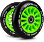 SOKE Roller kerék szett, SOKE, zöld, 10 cm, 2 db, ABEC-9 csapágy, 88A keménységű PU, 0, 8 cm tengely (TE803100)