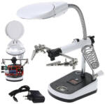  Harmadik Kéz Nagyítóval és LED Világítással, Elemes/hálózati 27 cm