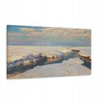  Vászonkép Julian Falat Téli Táj Folyóval reprodukció 120x60 (60,00 x 120,00)