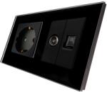 Luxion Priza Schuko + TV + Internet cu Rama Din Sticla LUXION SmartElectro IntelligentHouse (LX-1MP010/26/25G-B)