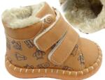 Apawwa Bélelt babacipő, Size 18, teve színű, tépőzáras, ekobőr, puha, csúszásmentes talp (FD120CAMELI)