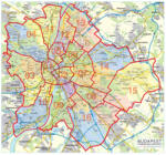Stiefel Budapest országgyűlési választókerületei (2025) keretezett térkép, 120x113