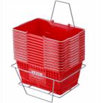 Vevor Bevásárlókosár Élelmiszerkosár 12 db-os 21L Vasfogantyúval és Állvánnyal Piros (GXSBSSLGWLHS3TB5B)