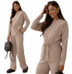  Elegáns Csíkos Melegítő Szett Széles Nadrág Pulóver Lengyel Melegítő L