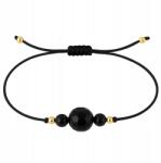  Karkötő fekete turmalin zsinóros fekete ezüst állítható talizmán