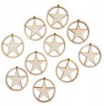 Loveart Rétegelt Lemezből Készült Dekoráció Fa medál gömb 7 cm csillaggal 10db (LVSK-1002/10)