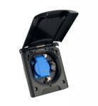 FAWO külső csatlakozóaljzat mágneszáras fedéllel 230V/12V/TV, fekete (C80134)