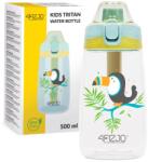 4FIZJO Gyermek vizes palack, 4FIZJO, Tucan modell, BPA-mentes, fogantyúval, szívószállal, zárható, könnyen nyitható, 500ml, 17 x 7 cm, Tritan, szilikon, PP, zöld/narancssárga/szürke (P-5905973403672)