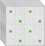 NEXTLY 50 db-os 3D NEXTLY öntapadós tapéta szett, falra vagy mennyezetre, vízálló, állítható, erős ragasztóval, könnyen felhelyezhető, 24, 5 nm-es fedési terület, 70x70 cm, modern design, fehér-zöld, kód: 73