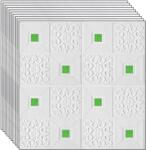 NEXTLY 30 db 3D NEXTLY öntapadós tapéta szett, falra vagy mennyezetre, vízálló, állítható, erős ragasztó, könnyen felhelyezhető, fedett terület 14, 7 m2, 70x70 cm, modern design, fehér-zöld, kód 7373-28 (s30