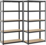Juskys 2 darabos polcrendszer szett - 180x90x40 cm - szürke (21151)