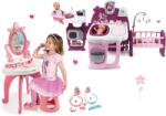 Smoby Set căsuță pentru păpușa Baby Nurse Doll's Play Center Smoby și măsuța cosmetică Prințesele 2in1 cu scăunel (SM220349-12) Papusa