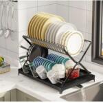 Herum X-típusú edényszárító, összecsukható, vízelvezető nyílással, fekete, 42 x 30 x 29, 5 cm (HR3815)