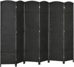HomCom Összecsukható szobaparaván 6 db összekapcsolható ajtóval, 240x170 cm, Fekete