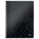 Leitz Caiet spiralat, A4, liniat, 80 de coli, LEITZ „Wow, negru