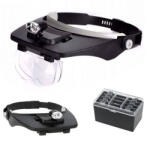  Nagyító, Fejre Rögzíthető, Háttérvilágítással 4 Cserélhető Lencsével