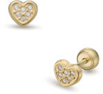 Lisa fénylő szív sárga arany fülbevaló gömb zárral - JTAG-4451-18 (JTAG-4451-18)