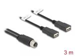 Delock Cablu M12 A-coded 8 pini la 2 x USB 2.0-A M-M 3m, Delock 60651 (60651)