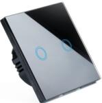 Sternhoff Elegáns Edzett üveglapos Érintéssel működő LED háttér világítású, csillár villanykapcsoló, kétpólusú, fekete (SDH1696-D_BLACK)