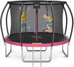 4FIZJO Trambulin kerti gyerekeknek hálóval PRO 12 FT 374 cm létrával és védőhálóval fekete|rózsaszín
