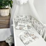  4 részes pamut babaágynemű szett baldachinnal - Hintázó szafari állatok