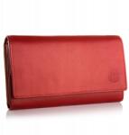Betlewski női bőr pénztárca, nagy, széles, Rfid védelemmel, kártyatartóval, fényképtartóval (BPD-DZ-15 czerwony)
