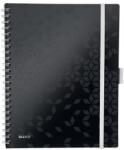 Leitz Spirálfüzet kockás LEITZ Wow Active A/4 80 lapos fekete (46450095) - irodaszerwebaruhaz