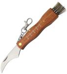 Depox Briceag pentru ciuperci DEPOX®, otel inoxidabil, cu perie, maner din lemn, 21 cm, maro (0107)