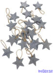 Akasztós rusztikus fa csillagok - Szürke
