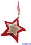  Akasztós filccsillag kötött középpel - Piros