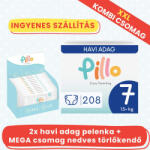 Pillo mindenmentes PURE pelenka XXL KOMBI CSOMAG (törlőkendővel) - 7-es méret (15+ kg)