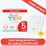 Pillo 5, 11-16 kg - 132 db pelenka + 6x72 db törlőkendő - Kombi csomag