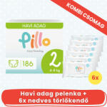 Pillo mindenmentes PURE pelenka KOMBI CSOMAG (törlőkendővel) - 2-es méret (4-8 kg)