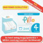 Pillo mindenmentes PURE bugyipelenka XXL KOMBI CSOMAG (törlőkendővel) - 4-es méret (9-14 kg)