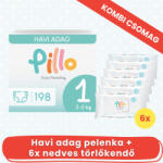 Pillo 1, 2-5 kg - 198 db pelenka + 6x72 db törlőkendő - Kombi csomag