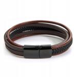 Betlewski Férfi karkötő szíj bőr rozsdamentes acél elegáns (BBPL-07-BRAZ-R4)