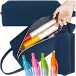  Iskolatáska Fiú Lány Tolltartó Iskolatáska Sötétkék Nagy (Piórnik szkolny Granatowy z Uchwytem)