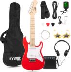 Max Music Set chitara electrica 1/4 cu amplificator 10W si geanta de transport, rosu, MAX GigKit JUNIOR (173.281)