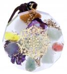  Gyönyörű Nyaklánc Medál Orgonit Kagyló Topáz Agát Zöld Aventurin (0008008 NASZYJNIK ORGONITOWY MUSZLA AGAT)