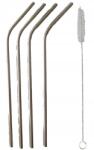 M. A. T. Group 21, 5 cm-es hajlított rozsdamentes acél szívószálak (4 db) tisztítókefe (964088)