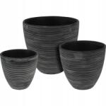 ProGarden kerámia virágcserepek 3 db fekete (KO-066900350)