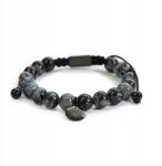 Betlewski női karkötő obszidián hópehely gyöngyökkel, kézi ékszer (BBKO-07-CZAR)