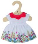 Bigjigs Toys Rochie florala alba cu guler rosu pentru papusa de 28 cm (DDBJD542)