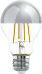  E27 foglalatú, 7W filament LED égő, ezüst félgömb, meleg fehér, 115 Lm/W