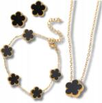  Arany színű nemesacél ékszerszett nyaklánc karkötő fülbevaló (Elegancki Komplet Biżuterii Stal Chirurgiczna)