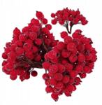 EdiBazzar Mű Jegenyebogyó Dísz Ág Karácsonyi Dekoráció Piros Fagyos 100db (Sztuczna Jarzębina Świąteczna Mroźna Czerwona)