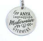 R.M. ékszer Egy anya legnagyobb mesterműve a gyermeke - kerek acél kulcstartó (13109-RM-K)