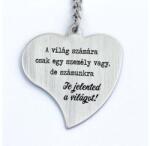 R.M. ékszer Te jelented a világot acél szív medálos kulcstartó (13070-RM-N)