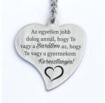 R.M. ékszer Barátnak Gyermekem Keresztanyjának Gravírozott Szív Kulcstartó (19714RM)